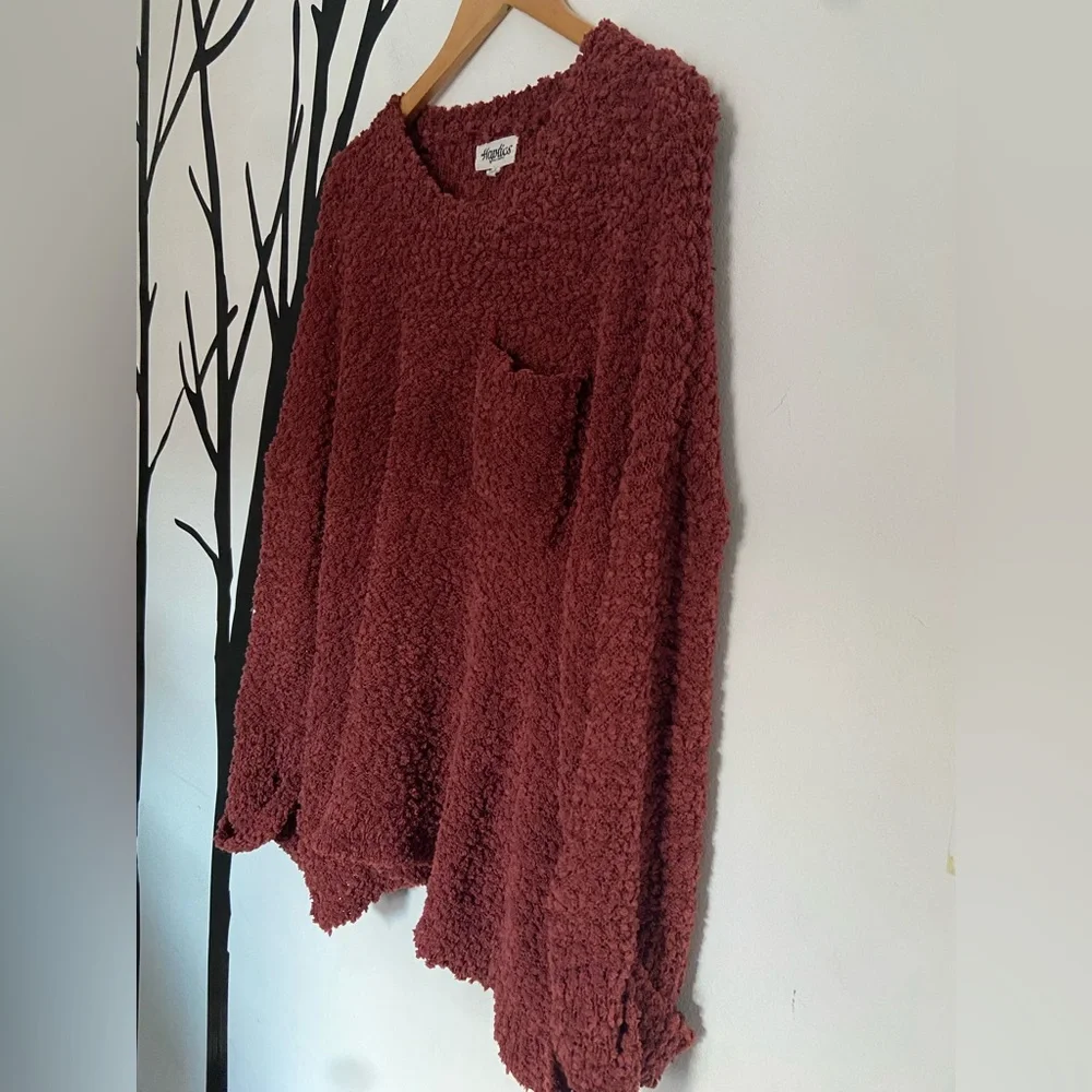 RARE Haptics by Holly Harper chunky knit boxy sweater in rust/brick orange/red